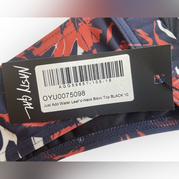 NWT Nasty Gal Just Add Water Leaf Bikini Swim Top in Blue & Orange sz 6 Medium - Picture 7 of 8